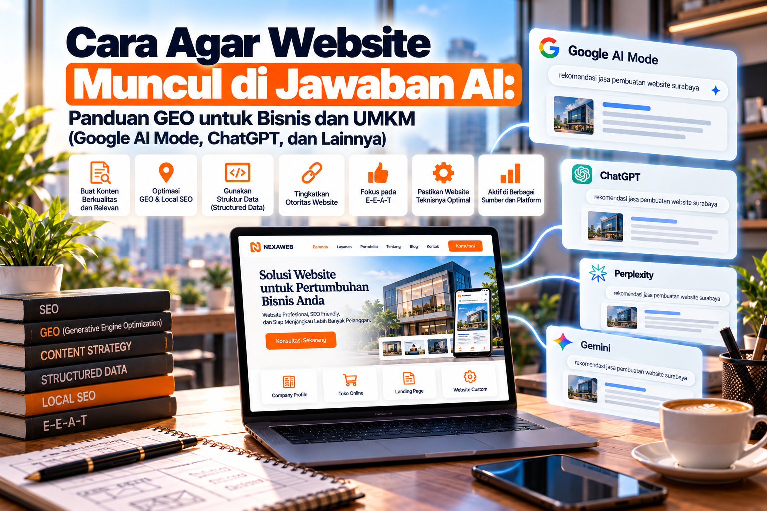 Cara Agar Website Muncul di Jawaban AI: Panduan GEO untuk Bisnis dan UMKM (Google AI Mode, ChatGPT, dan Lainnya)