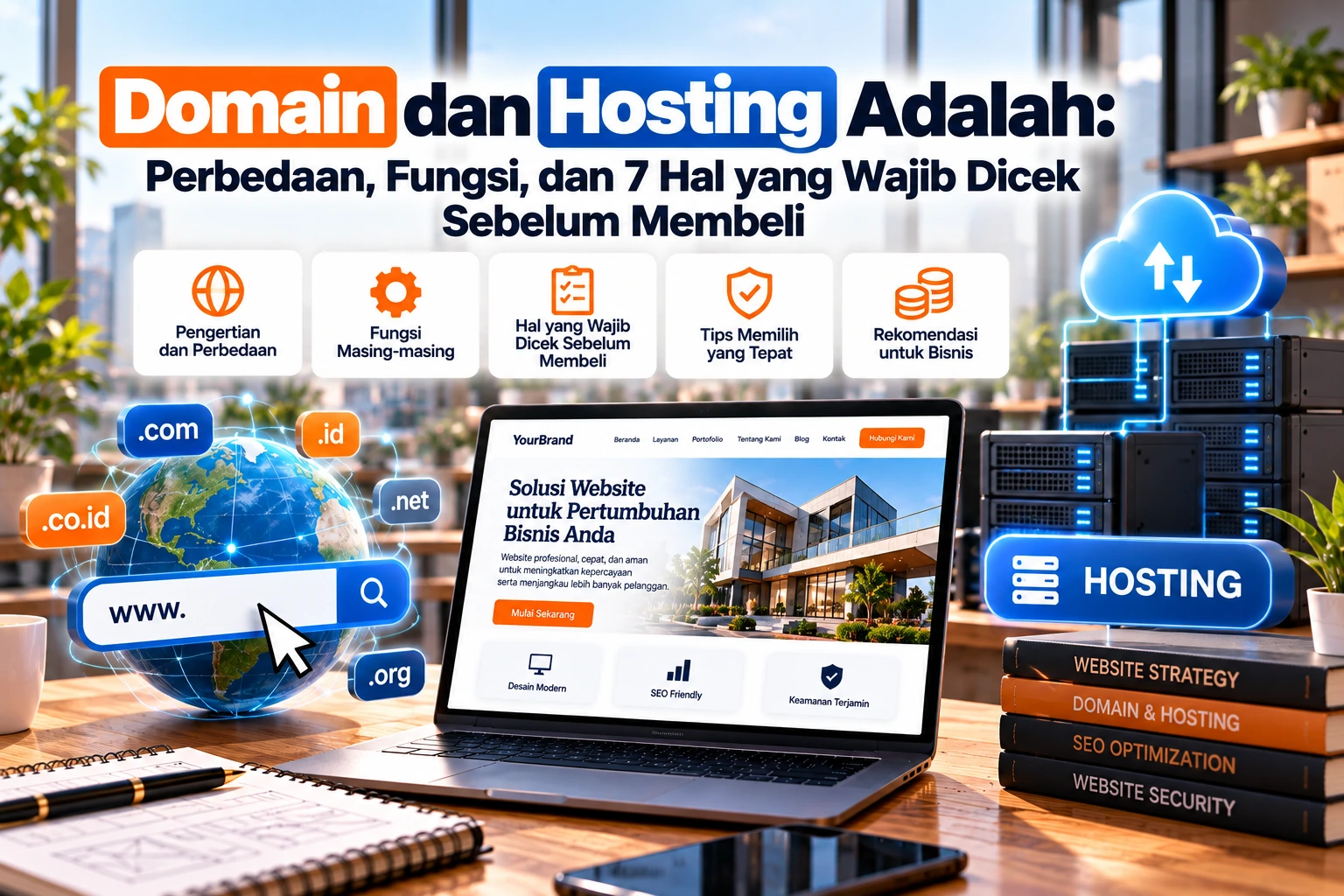 Domain dan Hosting Adalah: Perbedaan, Fungsi, dan 7 Hal yang Wajib Dicek Sebelum Membeli