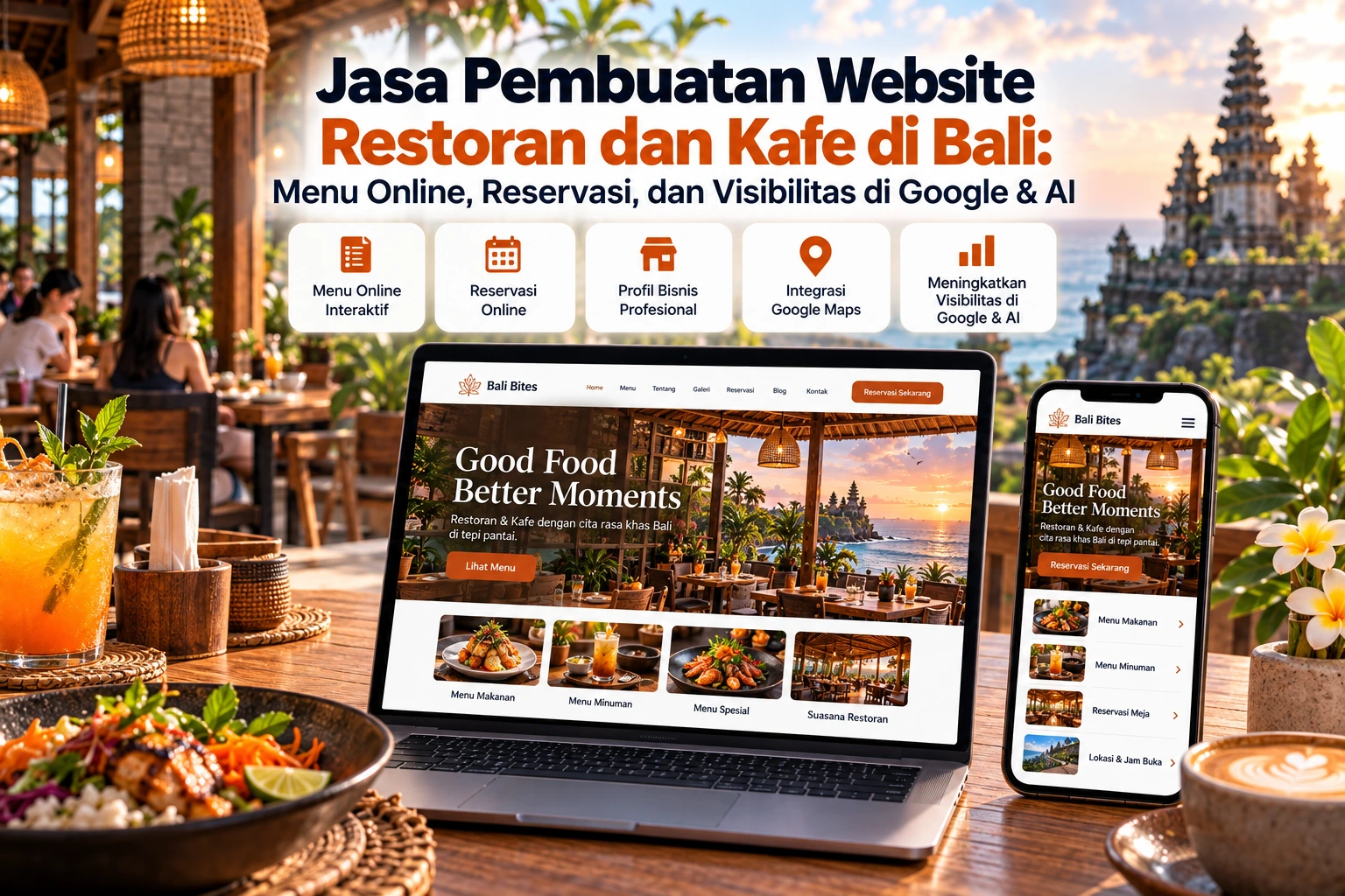 Jasa Pembuatan Website Restoran dan Kafe di Bali: Menu Online, Reservasi, dan Visibilitas di Google & AI