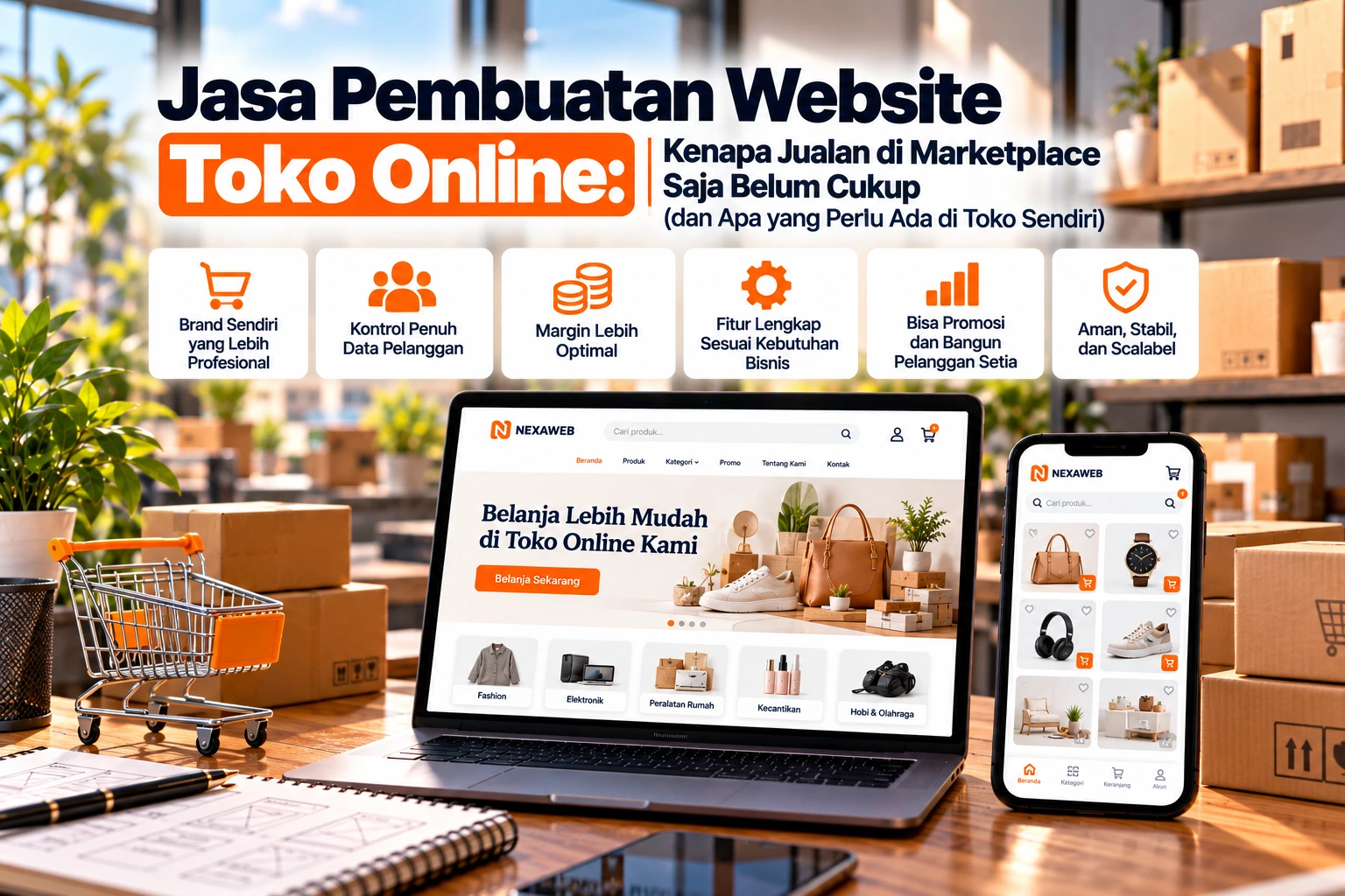 Jasa Pembuatan Website Toko Online: Kenapa Jualan di Marketplace Saja Belum Cukup (dan Apa yang Perlu Ada di Toko Sendiri)