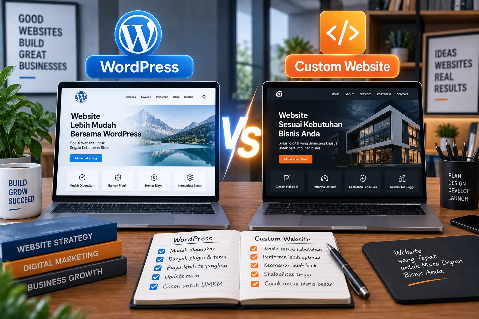 WordPress vs Custom Website: Mana yang Lebih Baik untuk Bisnis Anda? (2026)