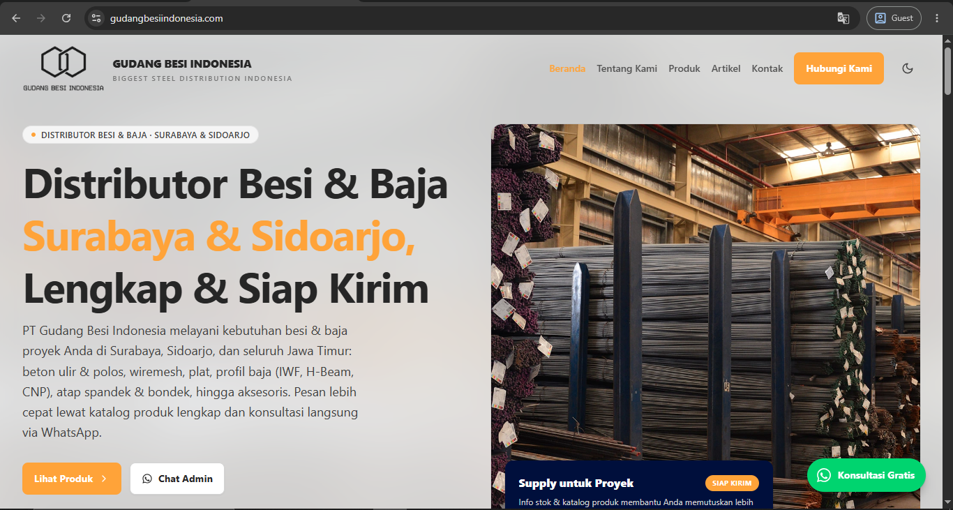 Portofolio Gudang Besi Indonesia - BuatWebsite-Ku Surabaya